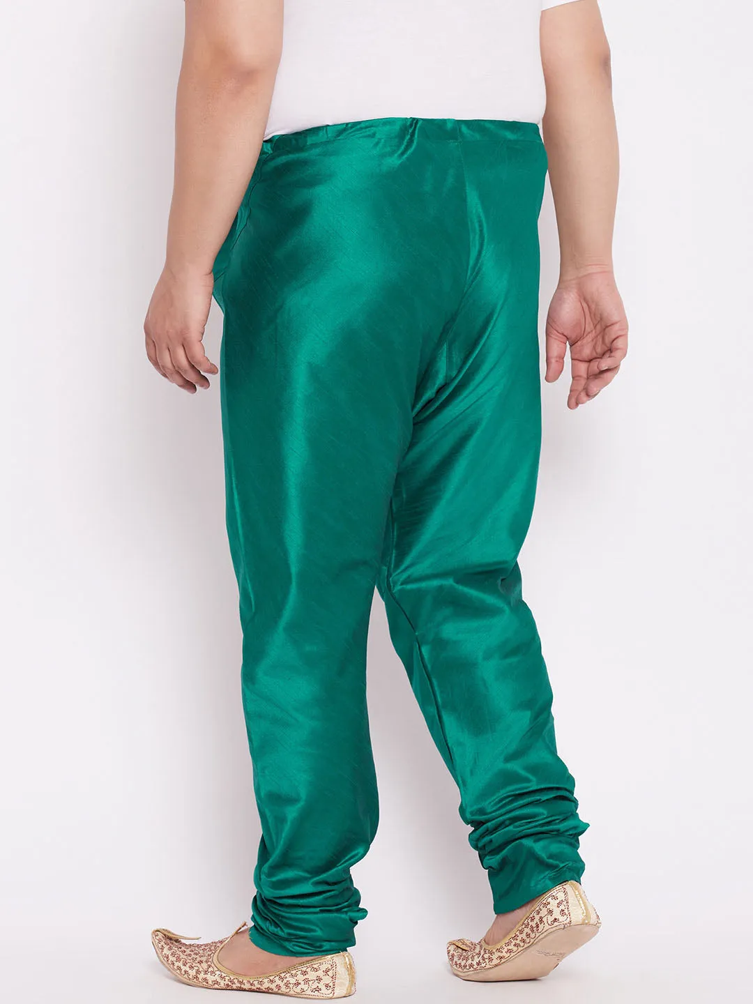 Jashvi Men's Plus Size Turquoise Cotton Silk Blend Churidar