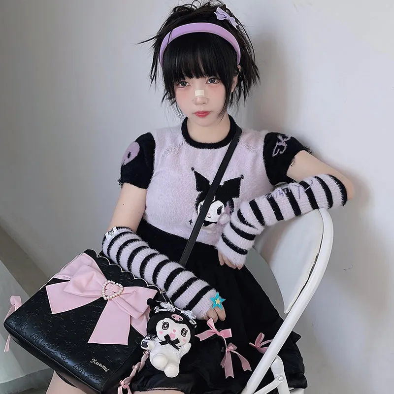 Kawaii Purple Devil Black Knit Soft Sweater