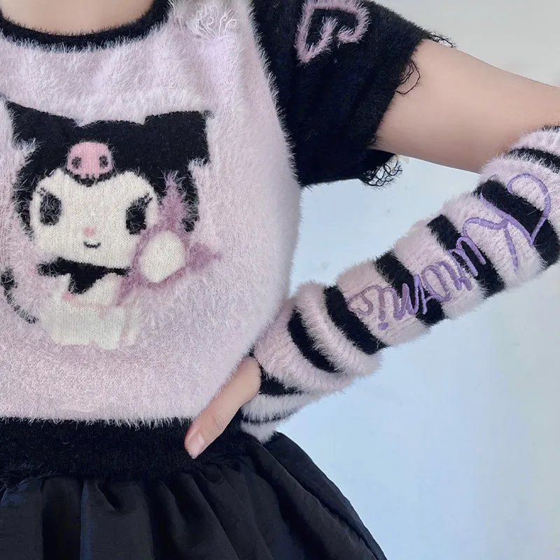 Kawaii Purple Devil Black Knit Soft Sweater