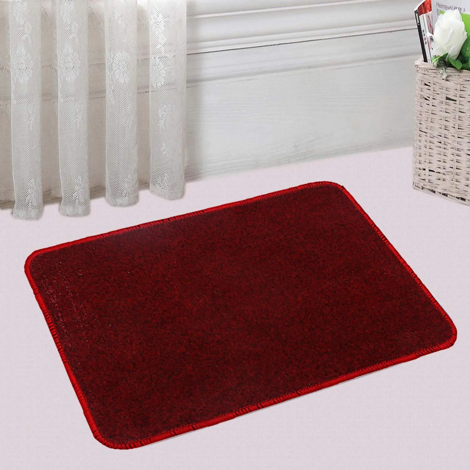 Kuber Industries Microfiber Anti Slip 2 Pieces Bath Mat 22"x14", Red - CTKTC21958