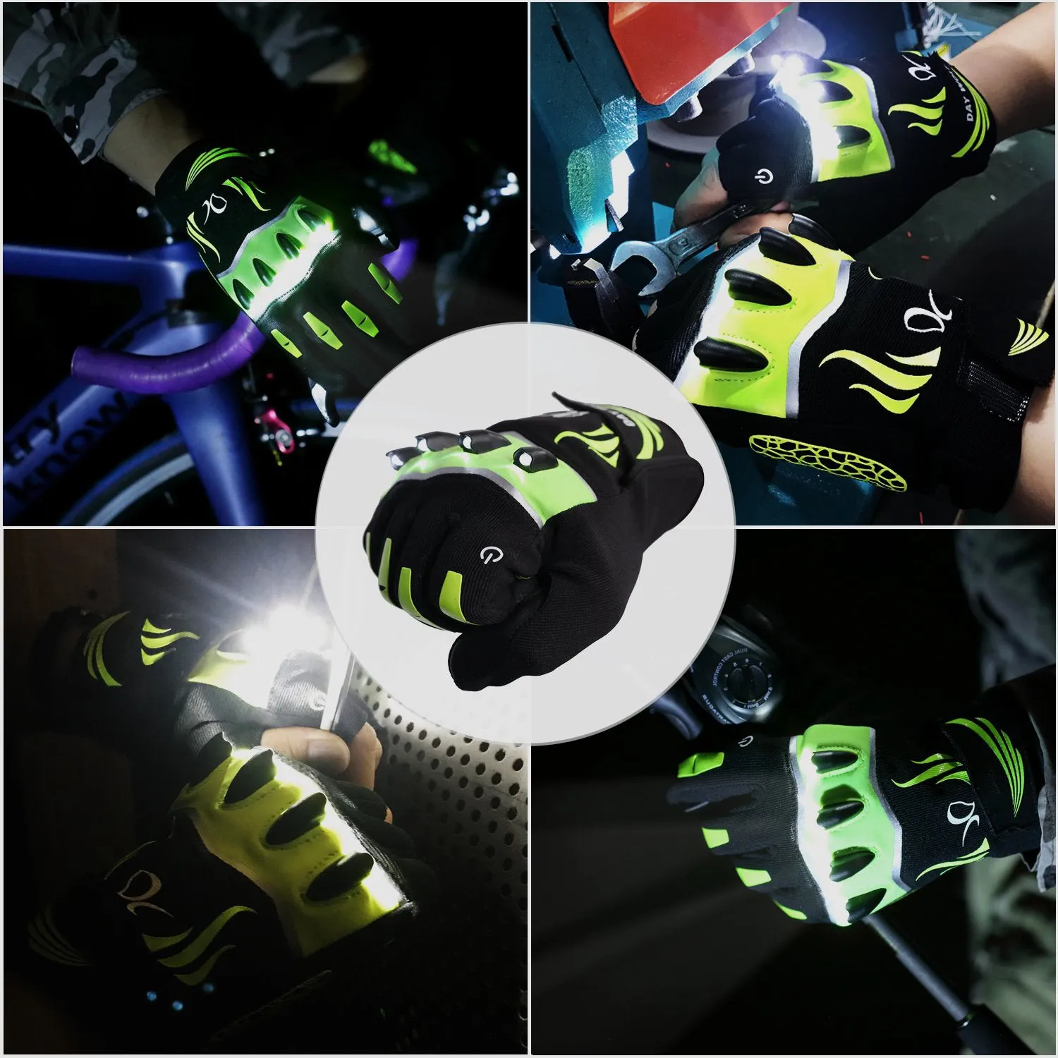 Led Gloves Finger lights Cycling Gloves Outdoor For Fishing