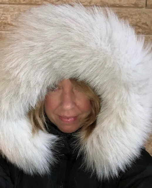Natural Blue Fox Fur Hood Ruff