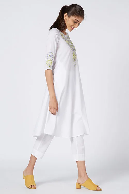 Okhai 'Serene Fragrance' Embroidered Cotton Cambric Dress