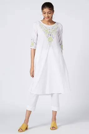 Okhai 'Serene Fragrance' Embroidered Cotton Cambric Dress