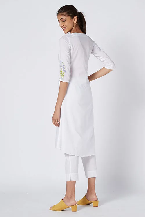 Okhai 'Serene Fragrance' Embroidered Cotton Cambric Dress