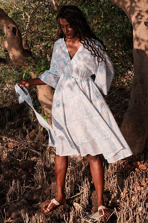 Okhai 'Spring Dance' Mul Cotton Hand Block Printed Dress