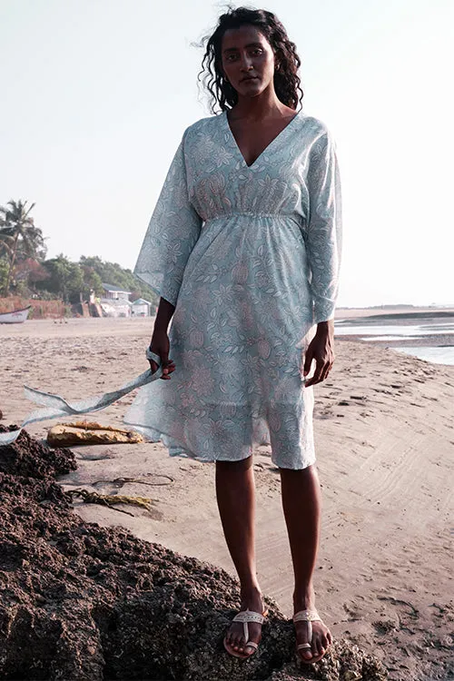 Okhai 'Spring Dance' Mul Cotton Hand Block Printed Dress