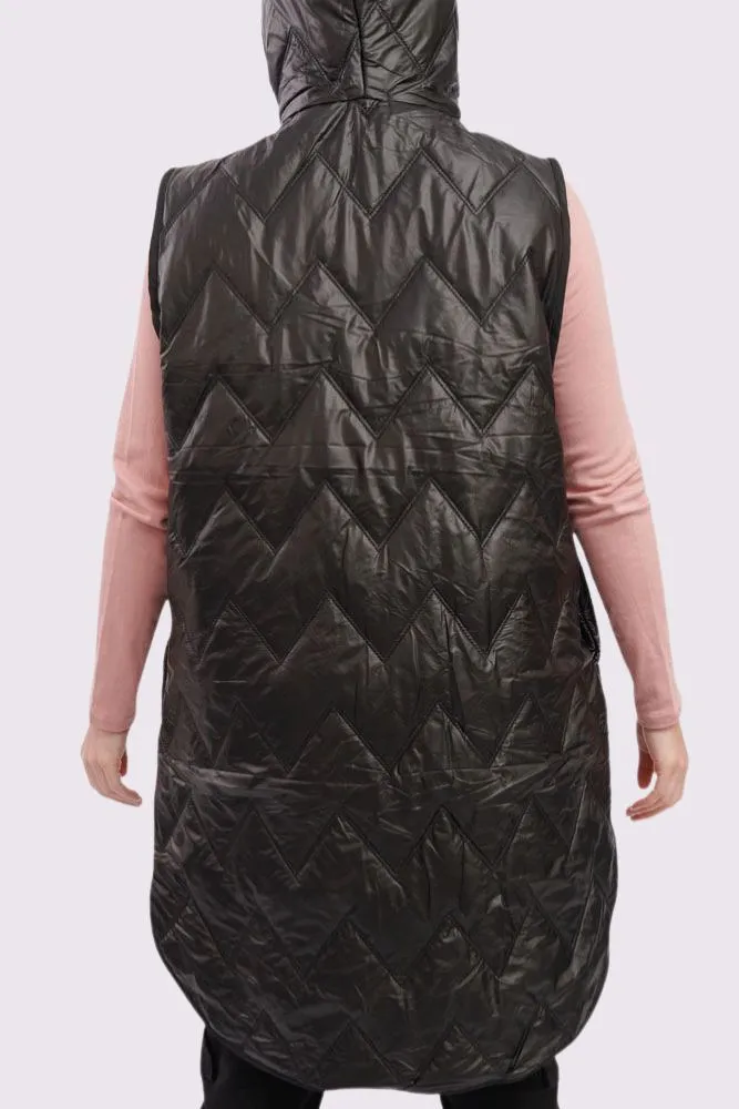 Plain Quilted Zip Up Curved  Hem Gilet