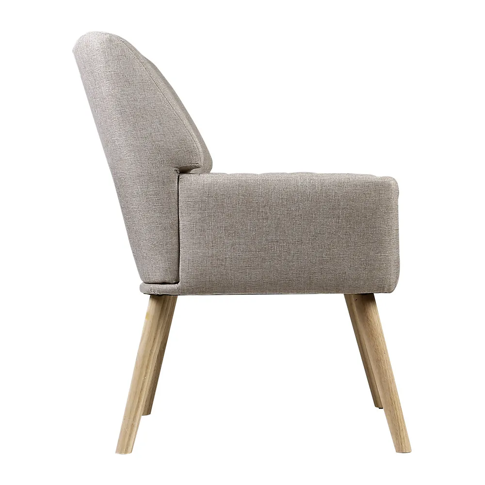 Premium Beige Faux Fabric Armchair, High-Resilience Foam – Artiss