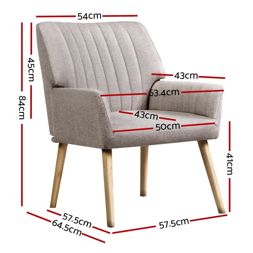 Premium Beige Faux Fabric Armchair, High-Resilience Foam – Artiss