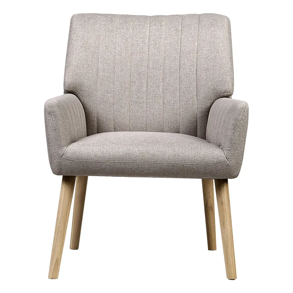 Premium Beige Faux Fabric Armchair, High-Resilience Foam – Artiss