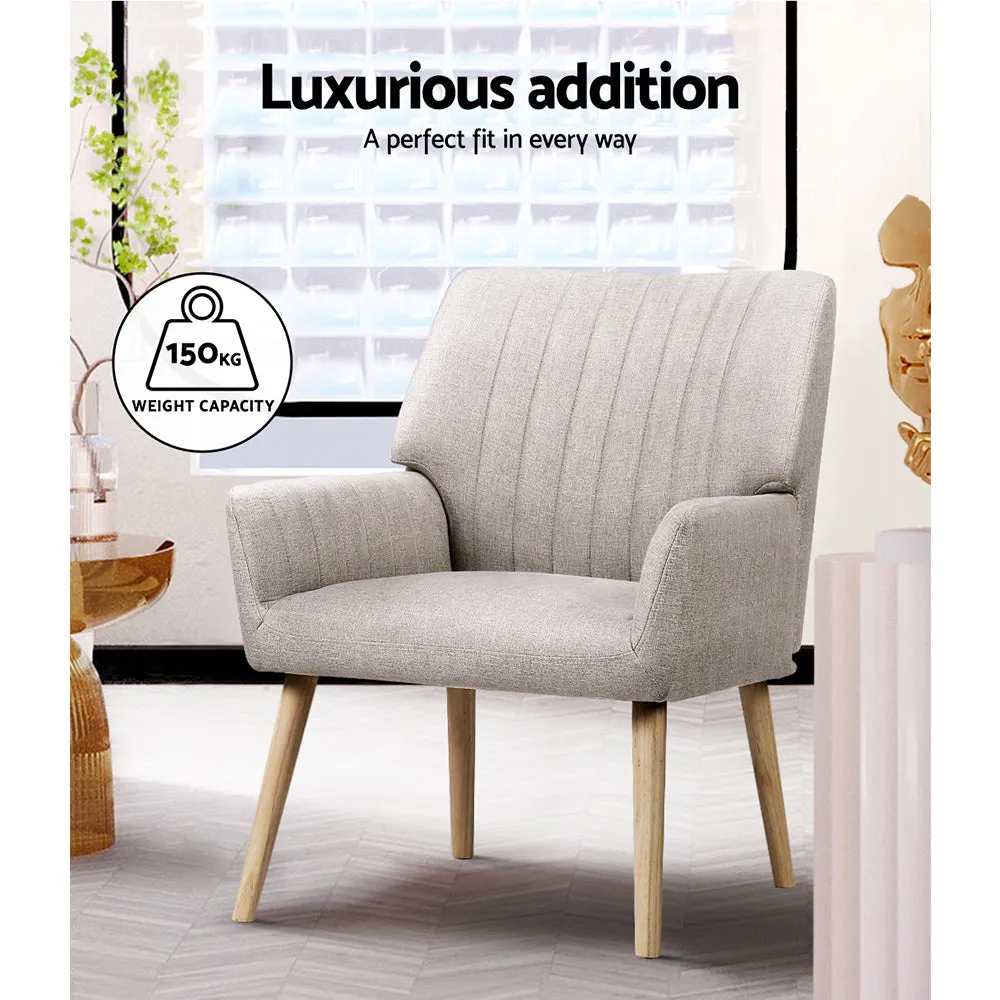 Premium Beige Faux Fabric Armchair, High-Resilience Foam – Artiss
