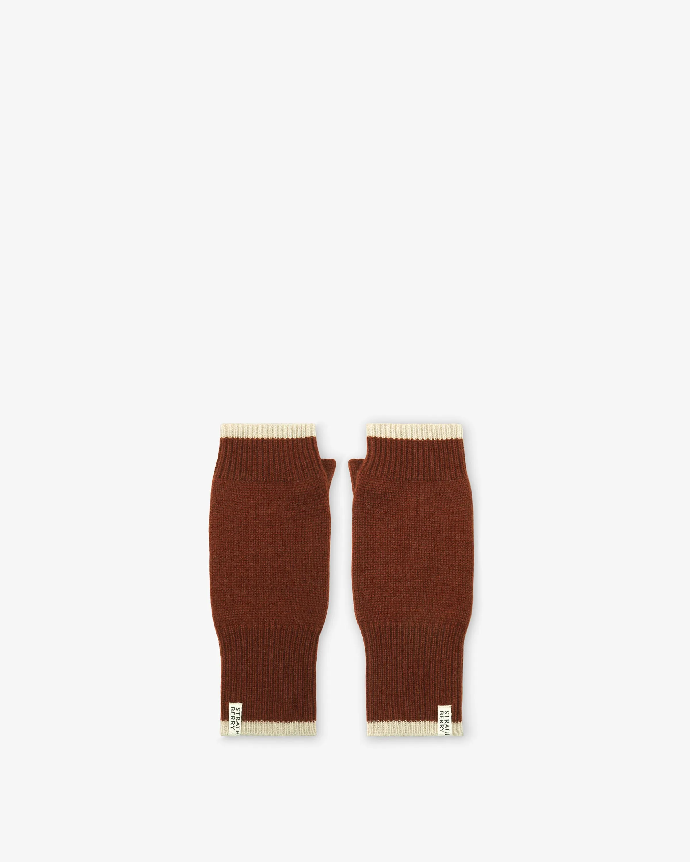 Pure Cashmere Fingerless Gloves - Spice/Camel