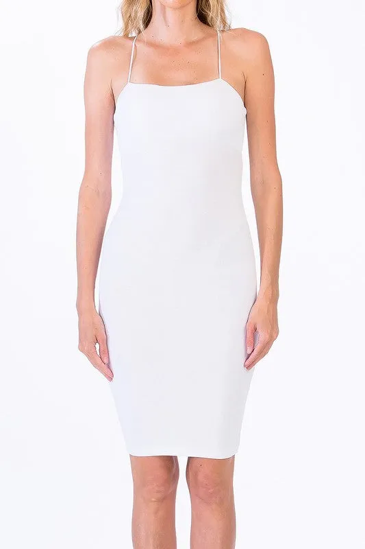 RIBBED BACK CUTOUT TANK DRESS