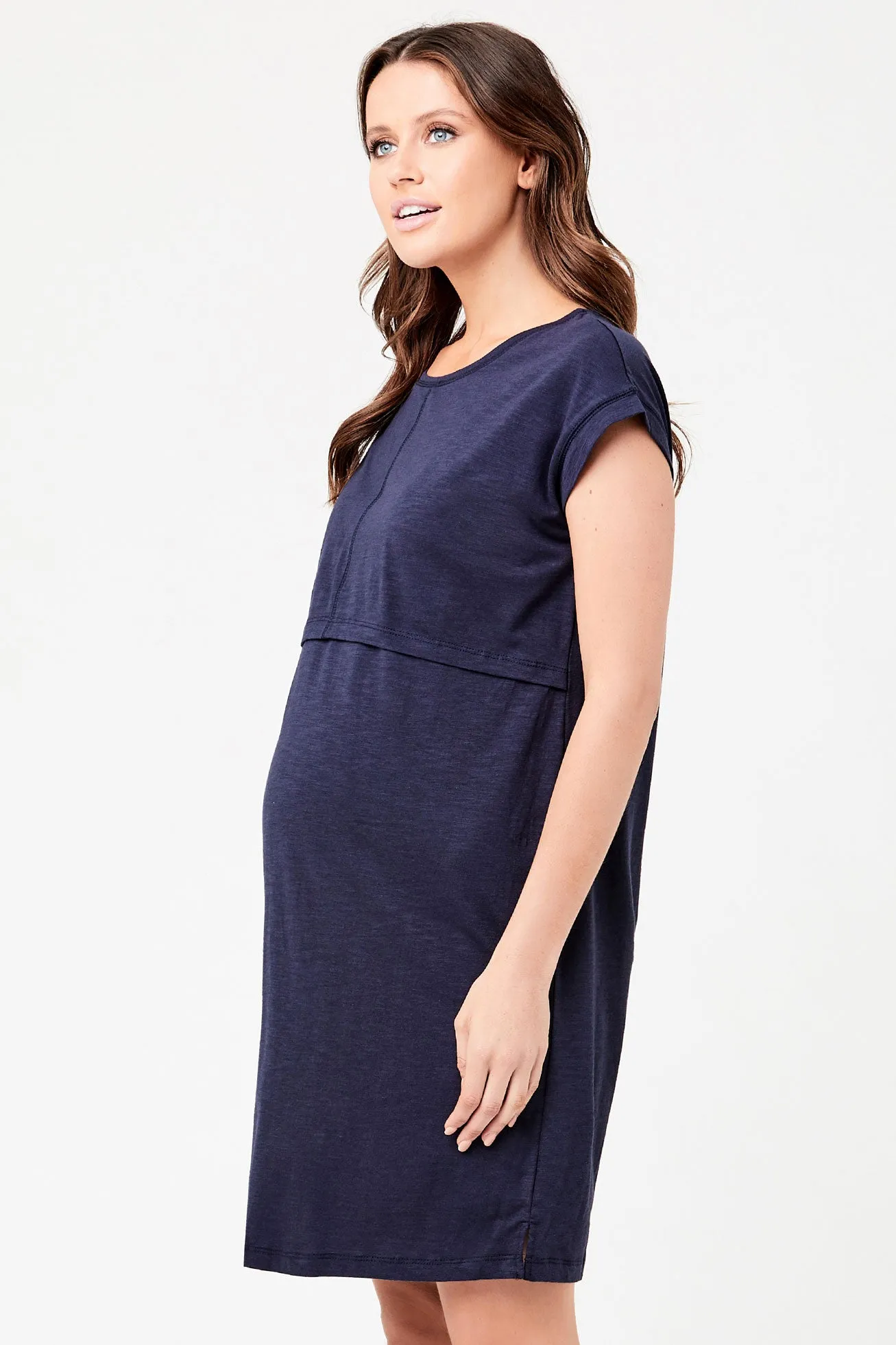 Roxie Maternity Nursing Cotton Modal Dress Navy