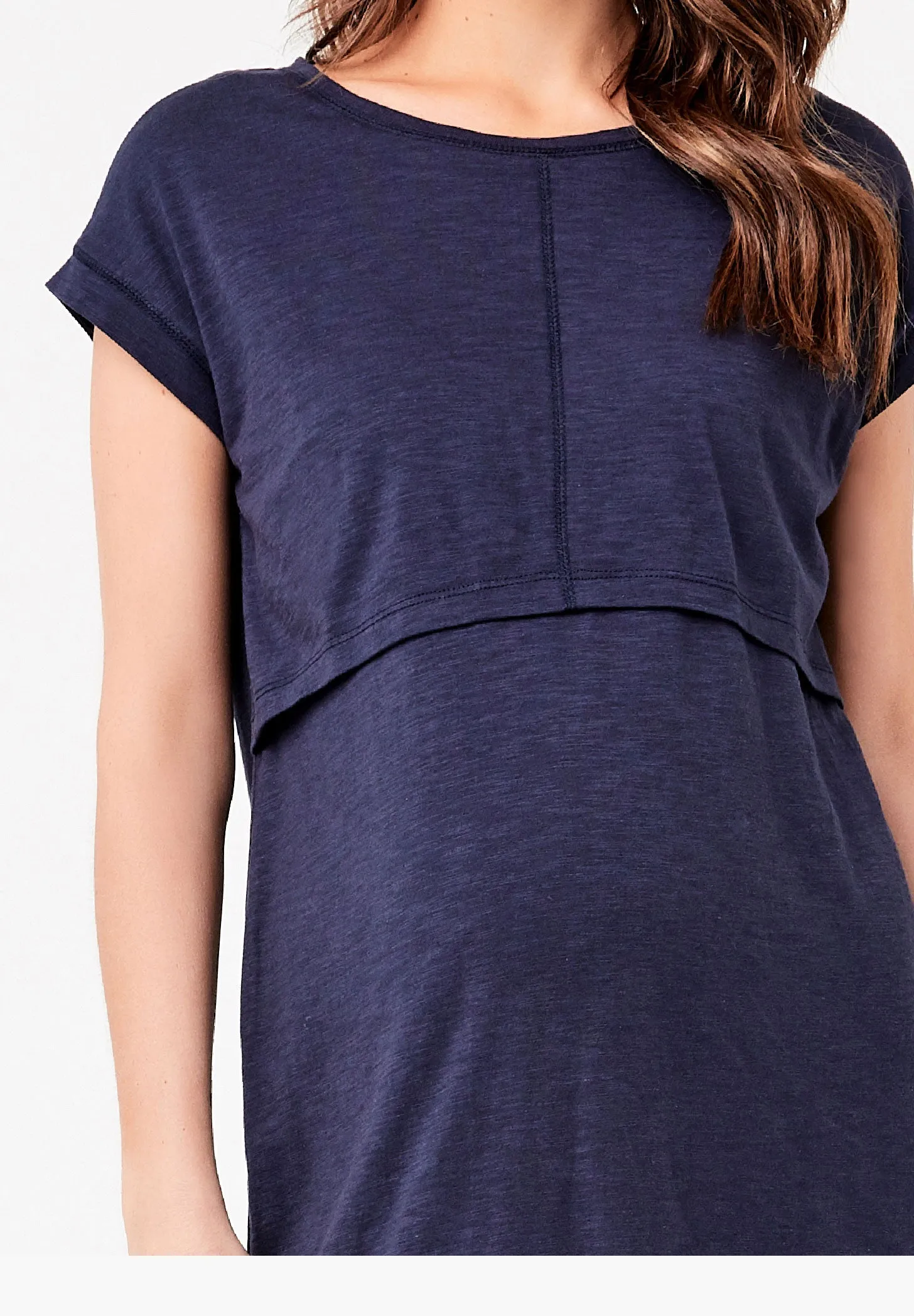 Roxie Maternity Nursing Cotton Modal Dress Navy