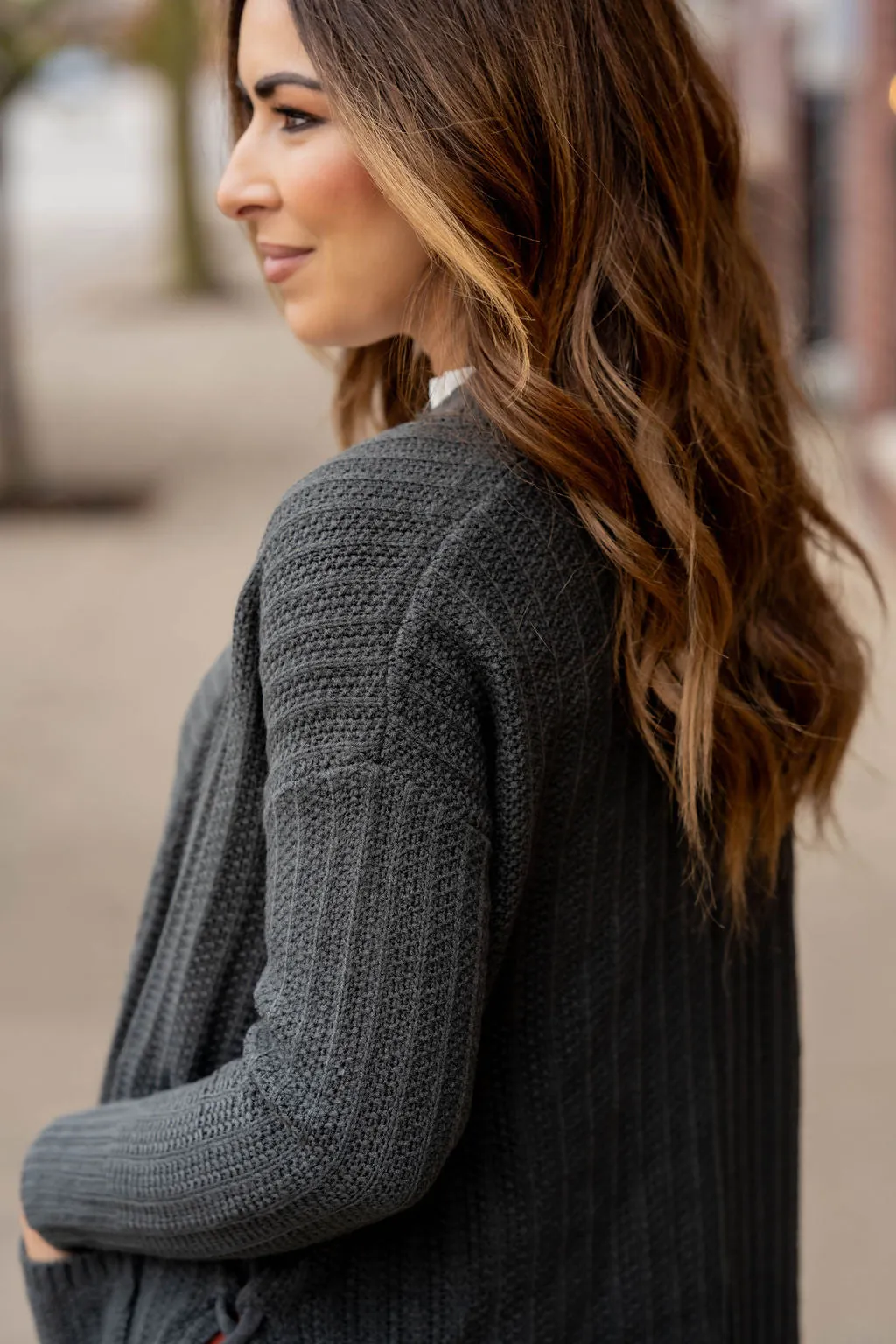 Side Tie Detailed Knit Cardigan