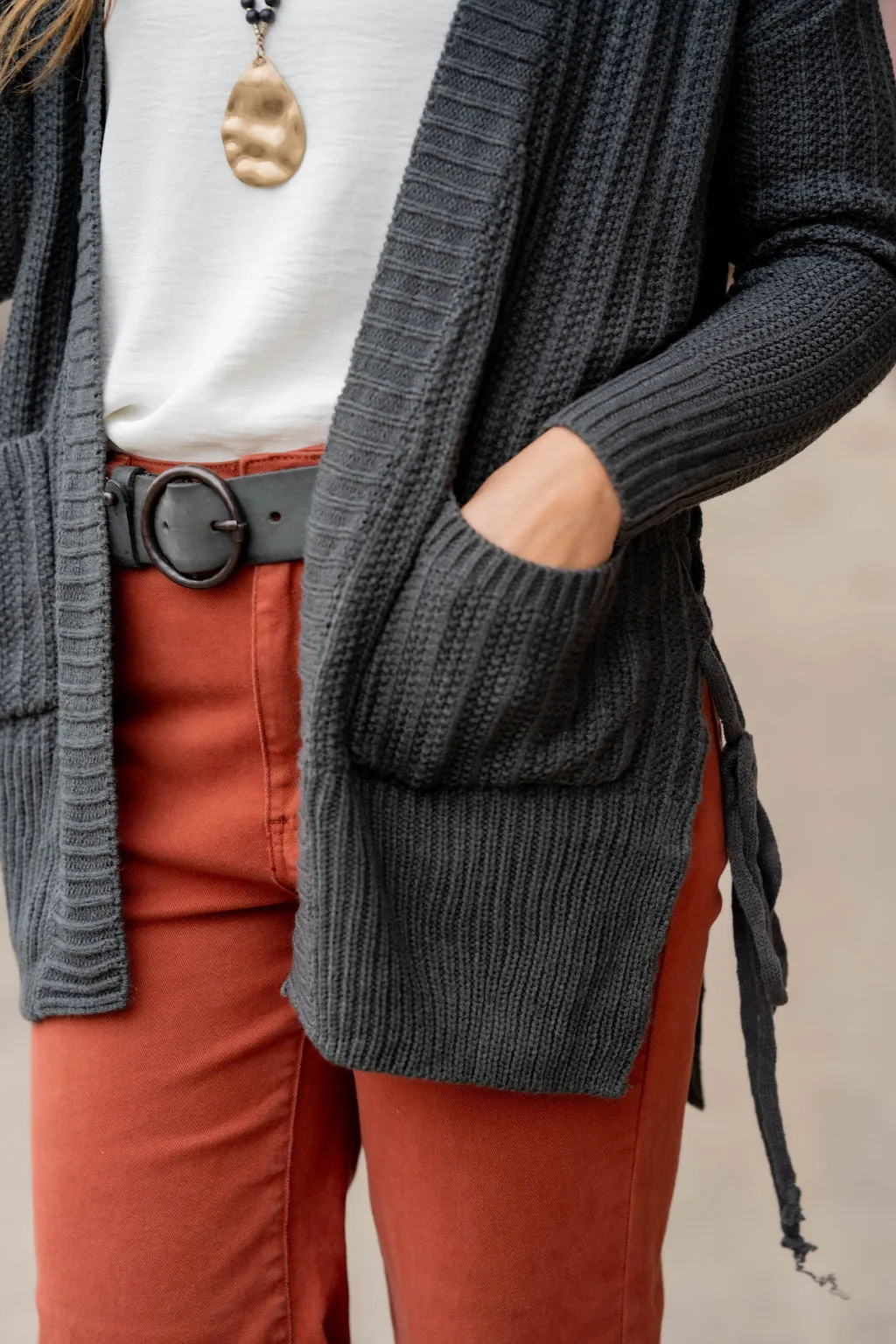 Side Tie Detailed Knit Cardigan