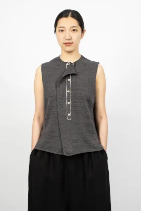 Smooth Knit Wrap Vest Charcoal