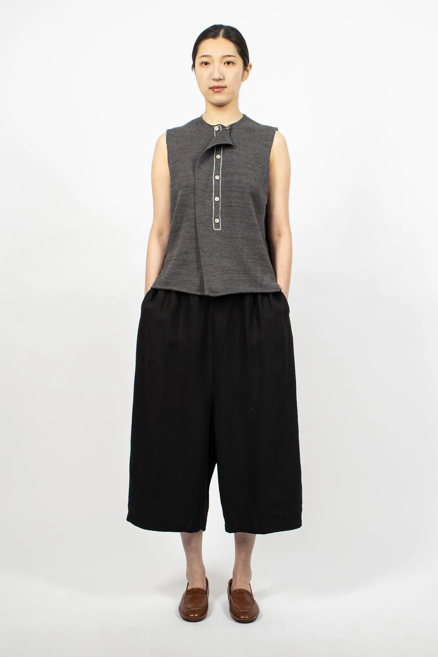 Smooth Knit Wrap Vest Charcoal