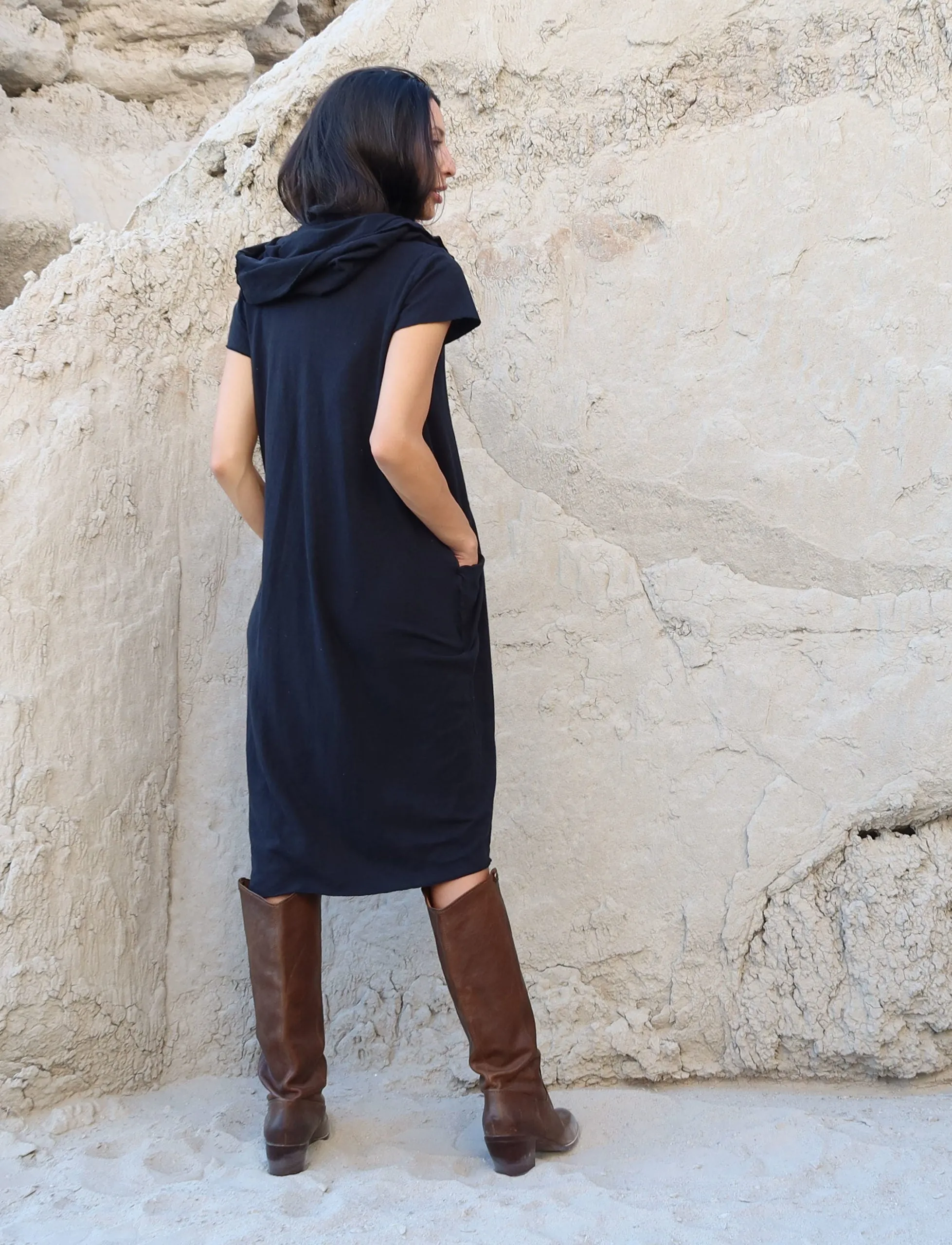 Super Cowl Origami Below Knee Dress