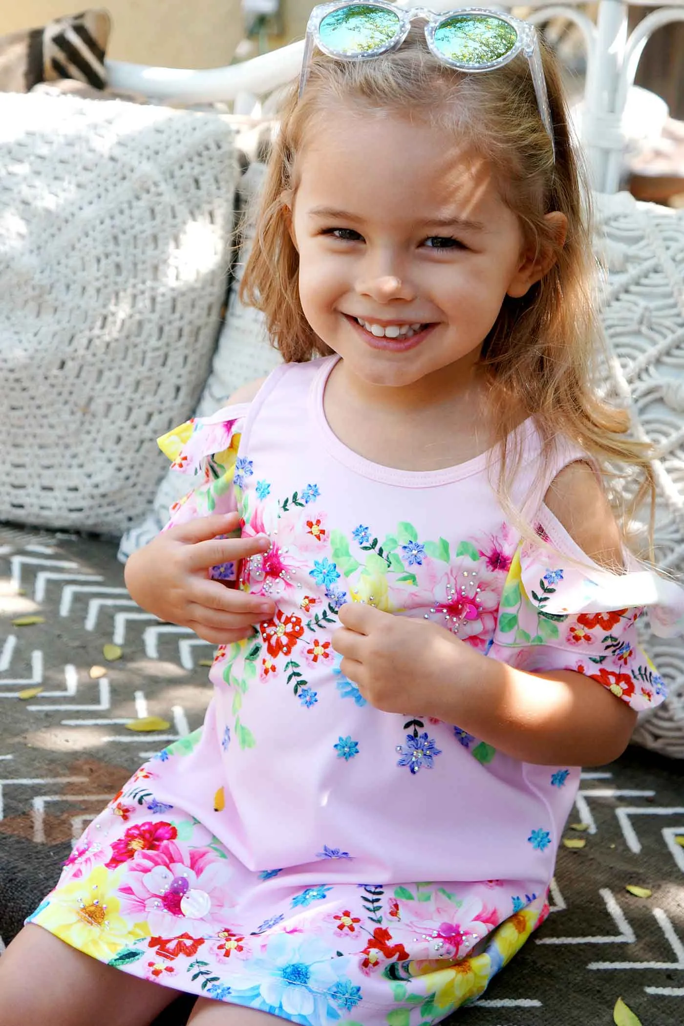 Toddler Girls Cold Shoulder Floral Print Dress