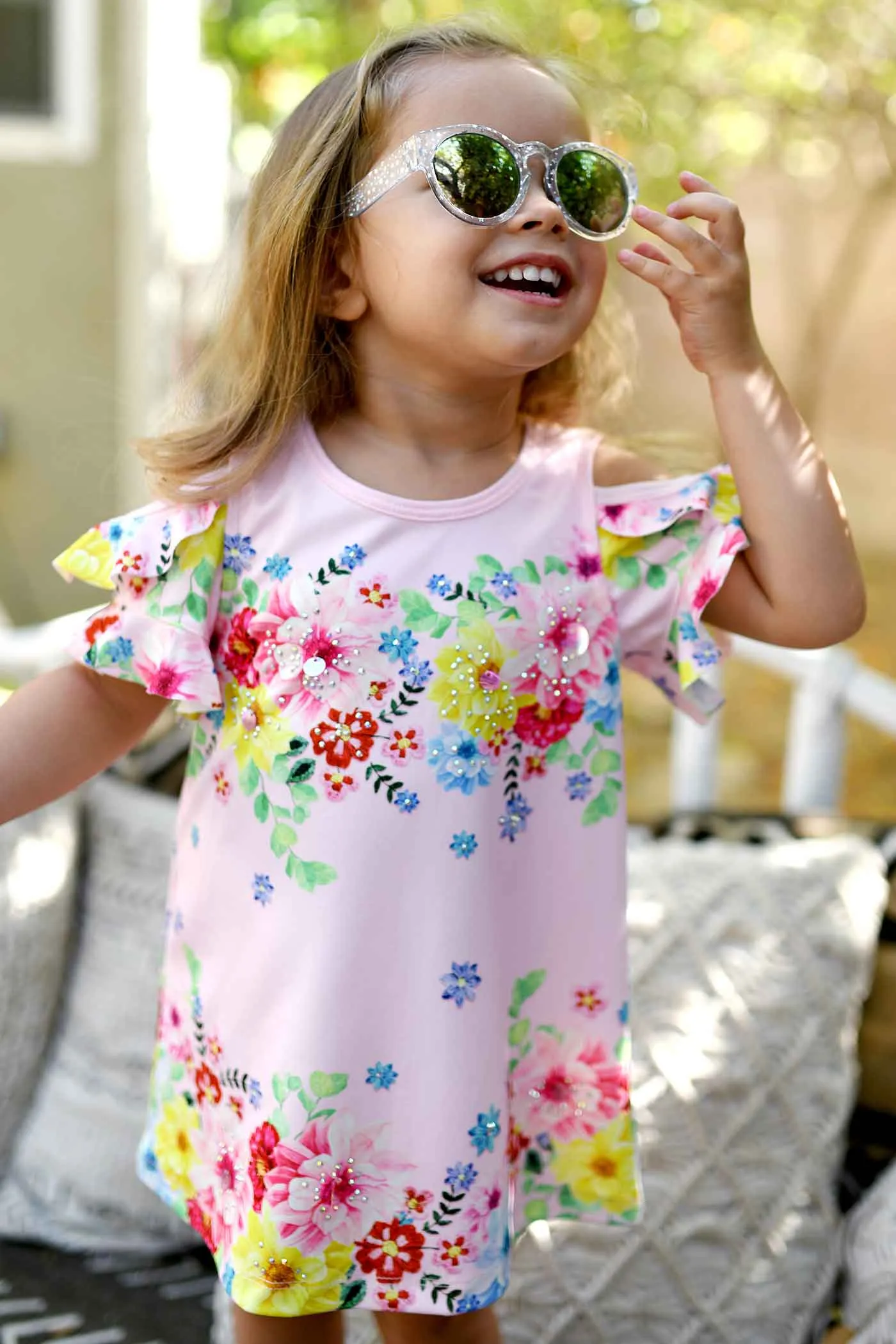 Toddler Girls Cold Shoulder Floral Print Dress