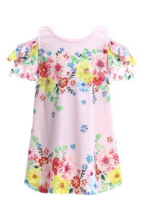 Toddler Girls Cold Shoulder Floral Print Dress