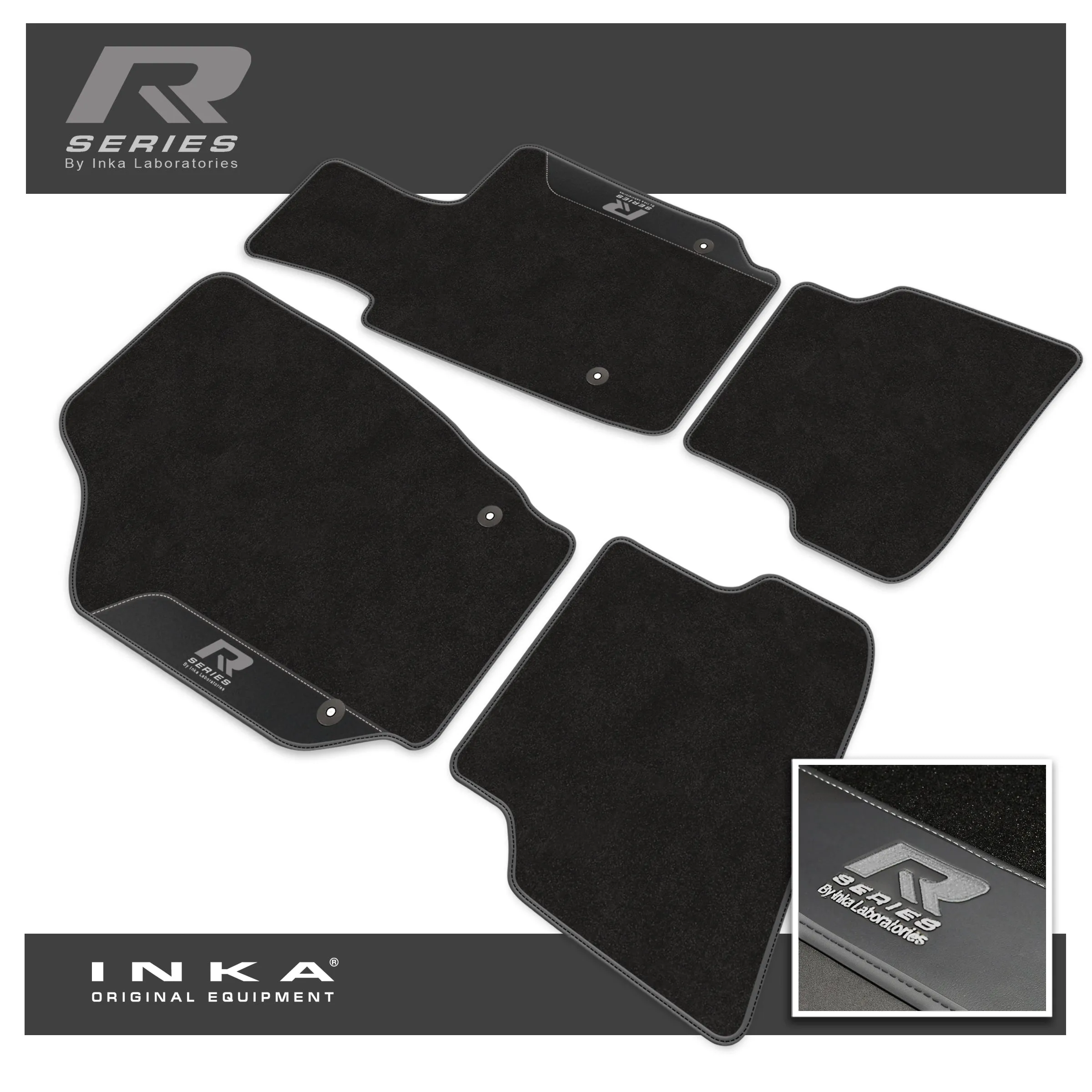 VW Polo Car Mats (Front & Rear Set) with Premium Carpet & OEM Leatherette,  Fits MY09 to MY18