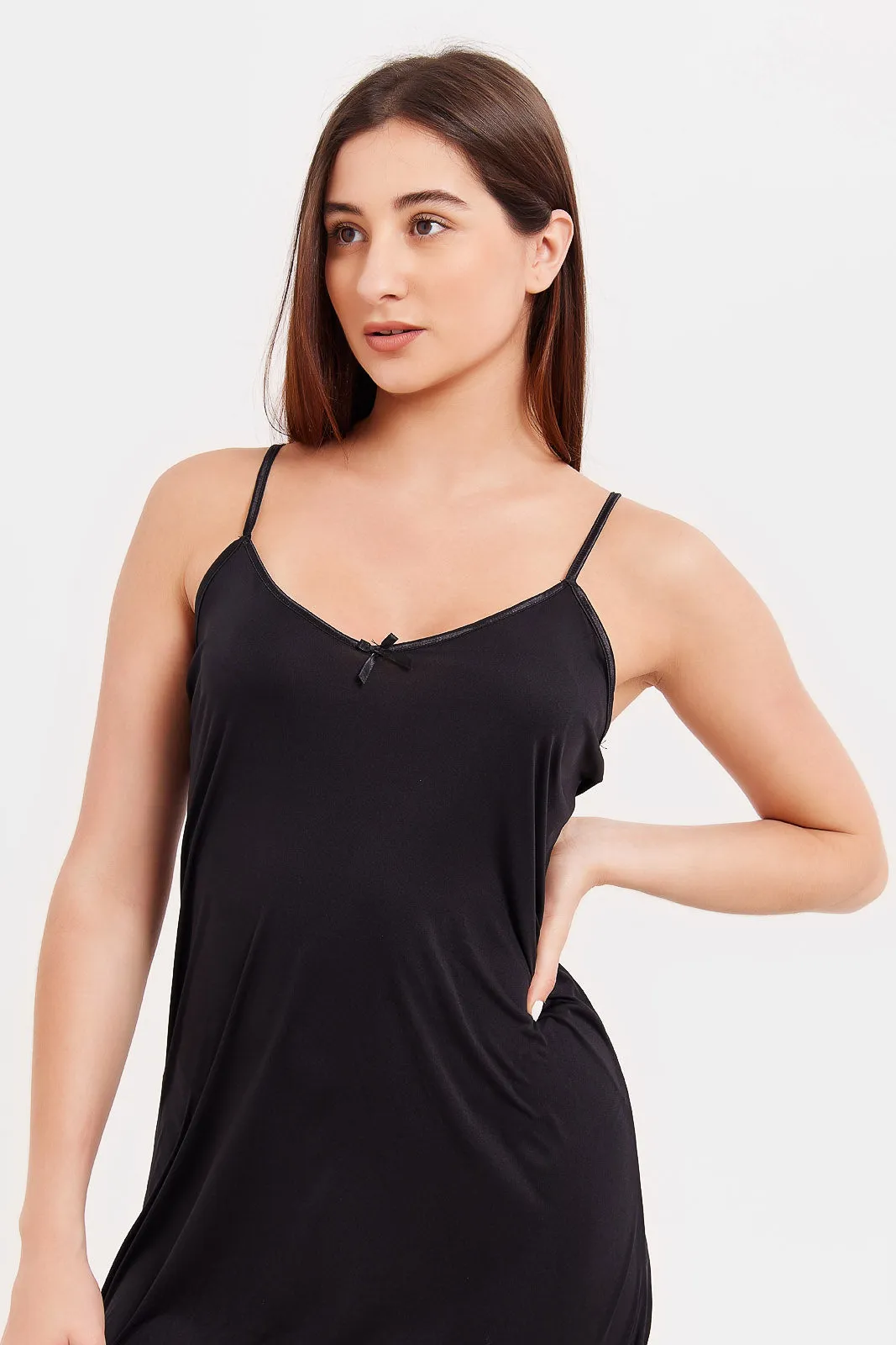 Women Black Slip Chemise