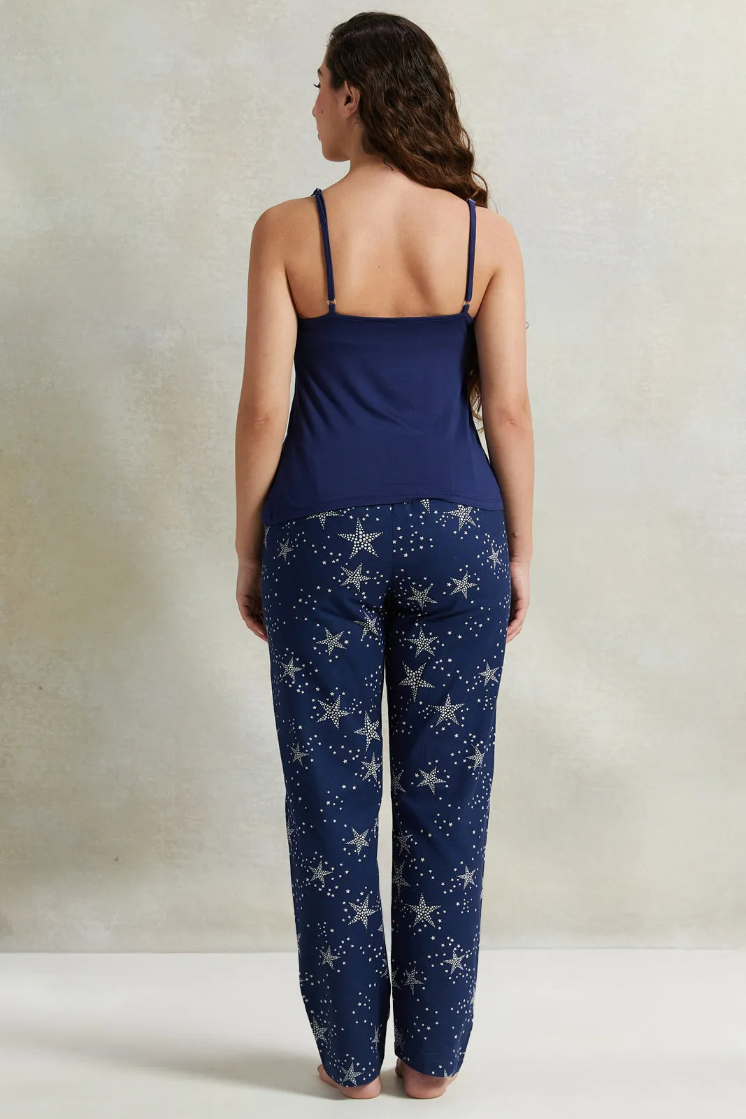 Women Navy Printed Cami Set (2 Piece)