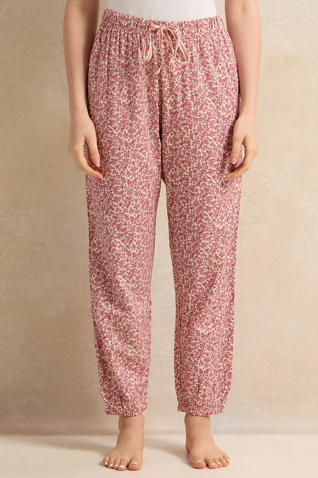 Women Yellow And Pink Printed Pyjama Set (2 Piece)