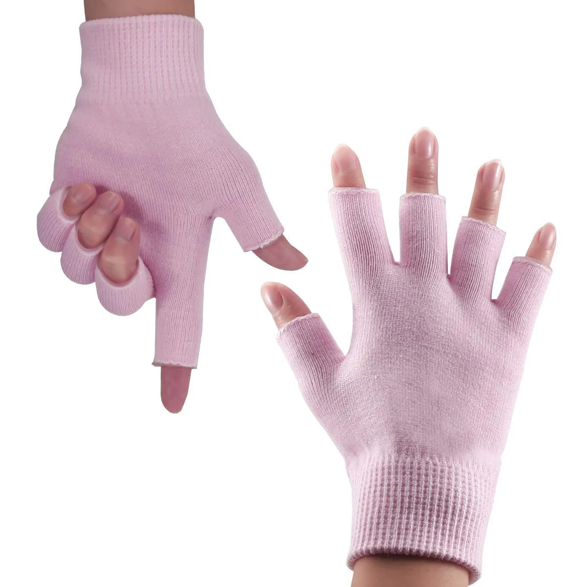 YOTURO Moisturizing Gloves-Fingerless Women'S Gel Moisturizing Spa Gloves, Day Night Instantly Repair Eczema Dry Rough and Cracked Hands (Pink)